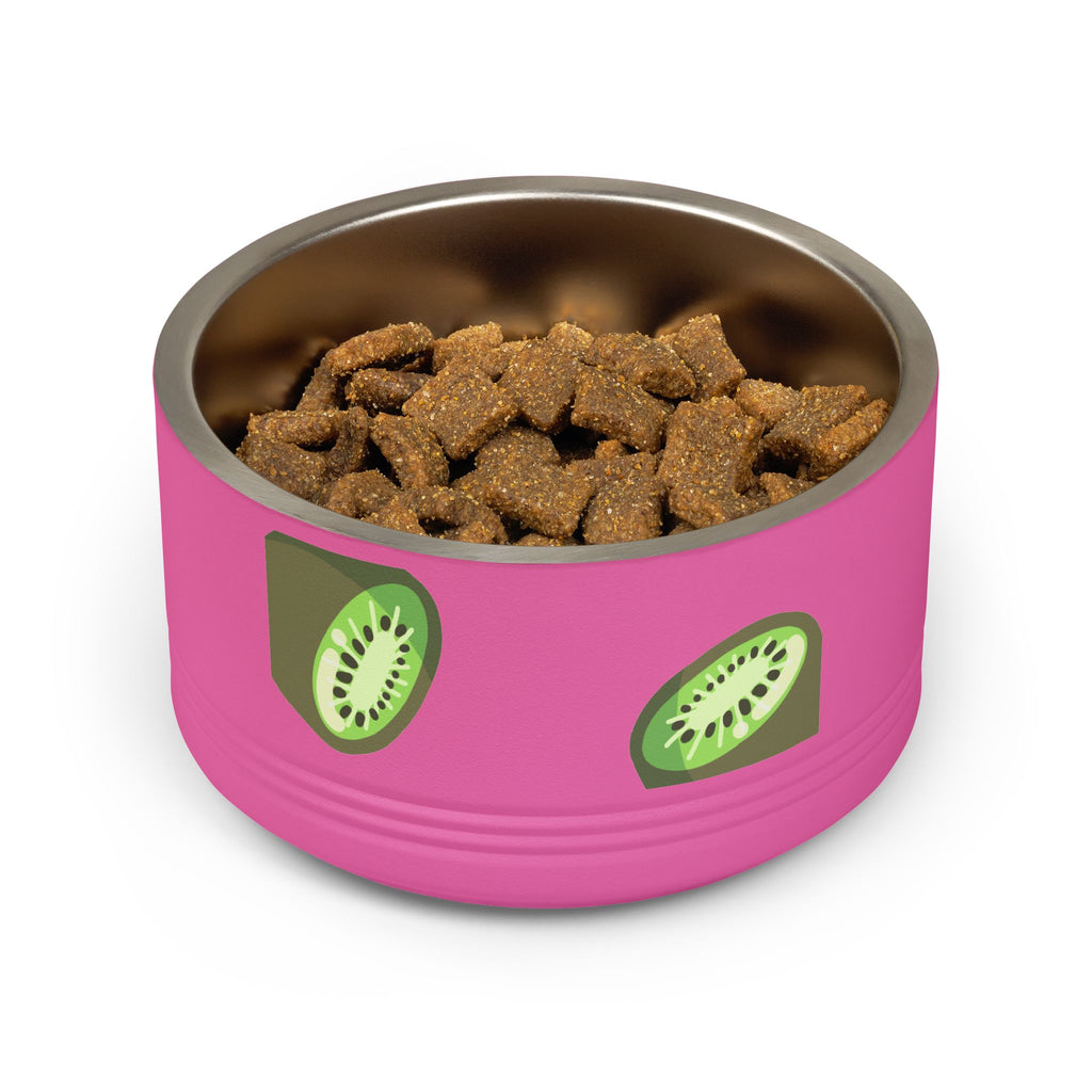 Kiwi Pattern Pet Bowl — 18oz Stainless Steel Cat & Dog Food Dish