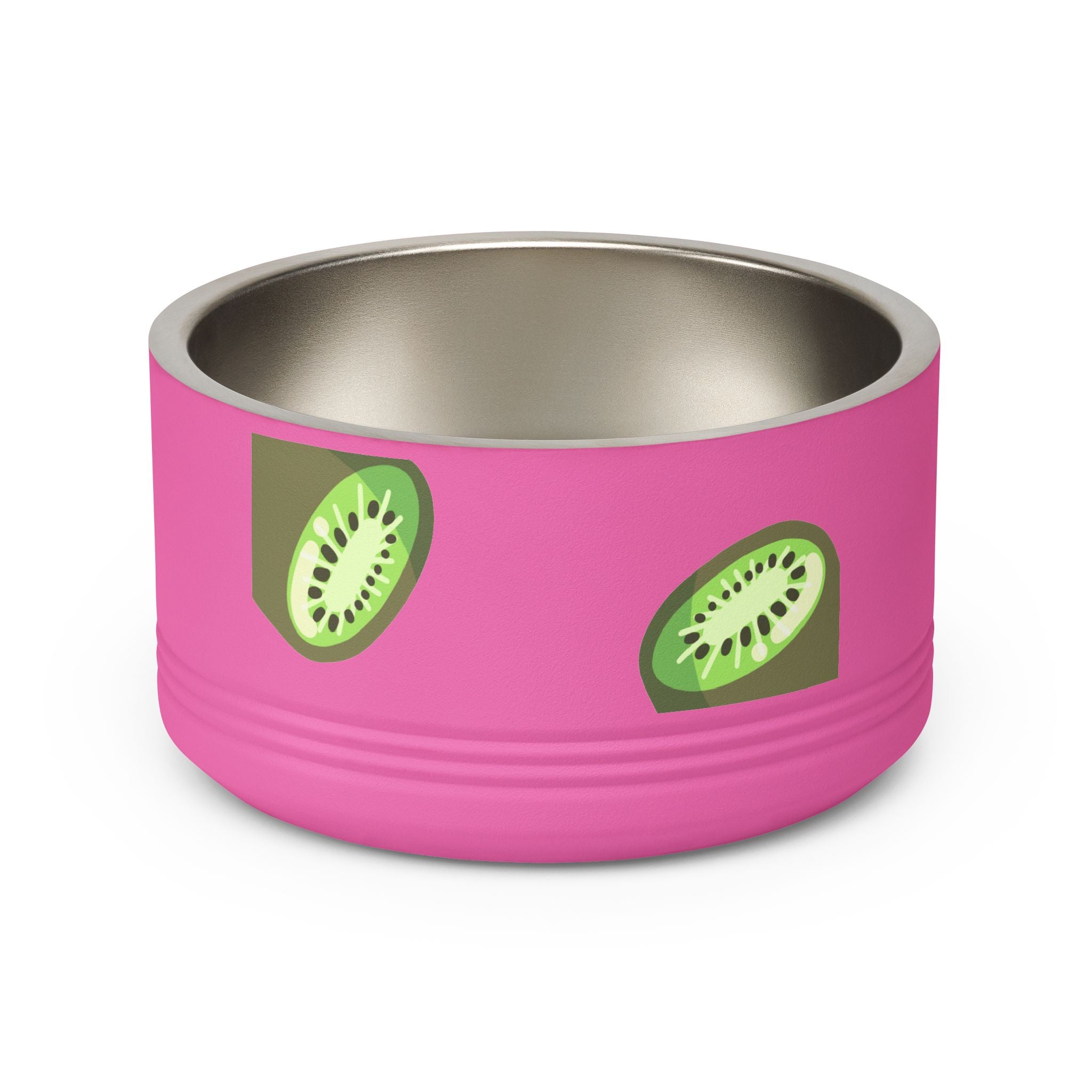 Kiwi Pattern Pet Bowl — 18oz Stainless Steel Cat & Dog Food Dish