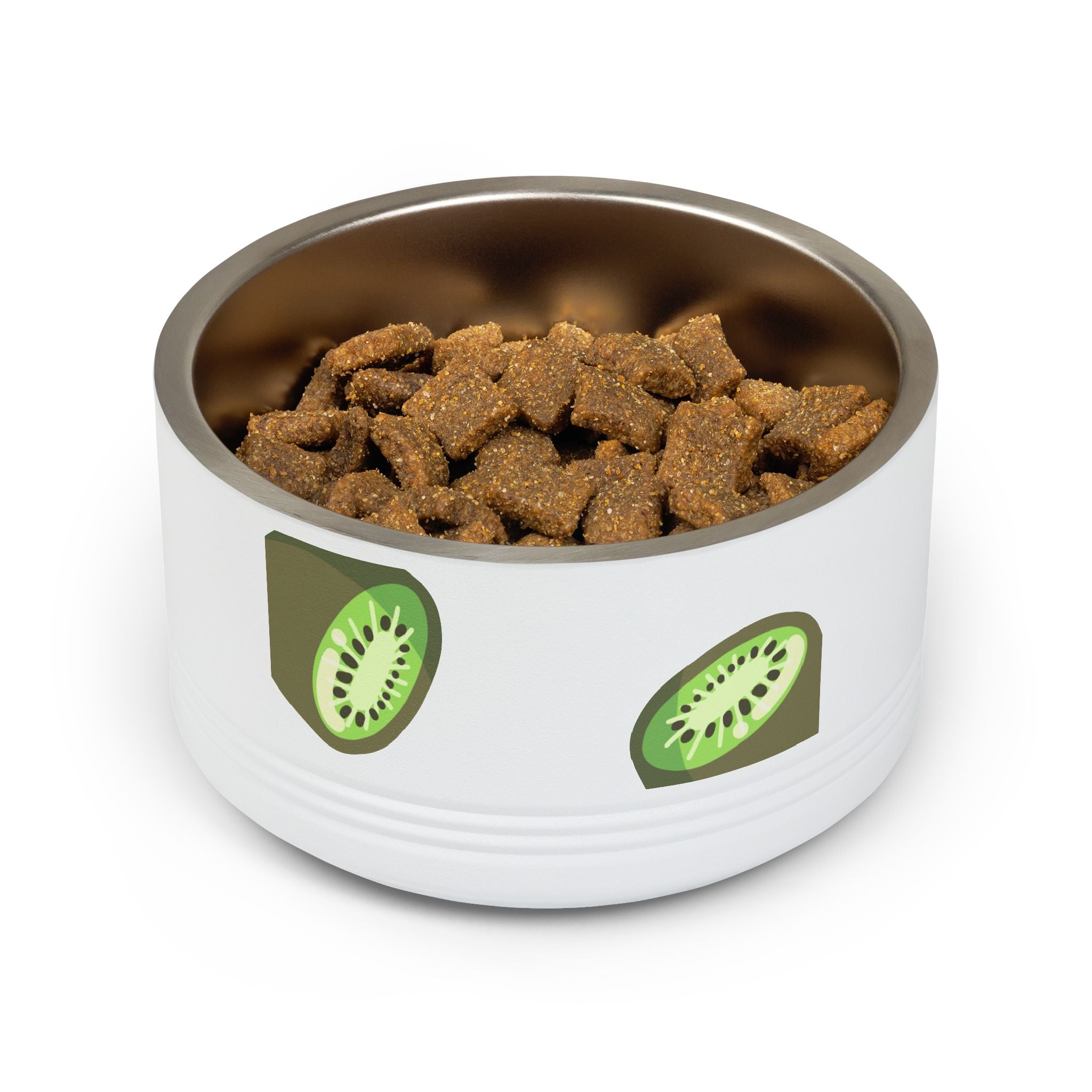 Kiwi Pattern Pet Bowl — 18oz Stainless Steel Cat & Dog Food Dish